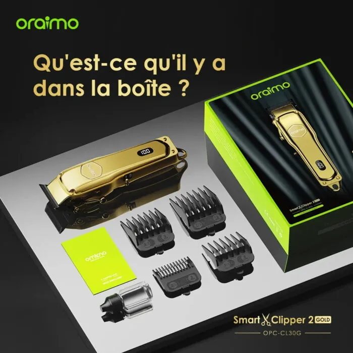 Contenu de la boîte Oraimo Smart Clipper 2 Gold OPC-CL30G