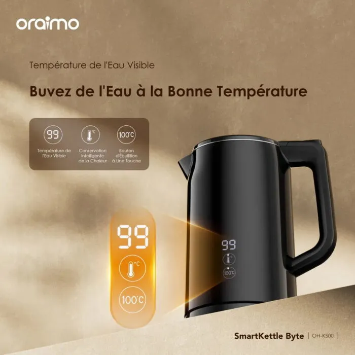 Bouilloire Électrique Oraimo 2000W Acier Inoxydable 304 – Image 5